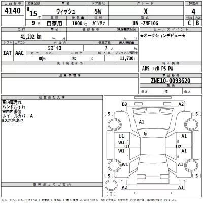 Toyota WISH  с аукциона в Японии