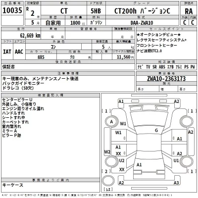 Lexus CT  с аукциона в Японии
