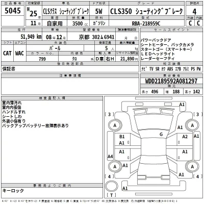 Mercedes-Benz CLS  с аукциона в Японии
