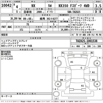 Lexus NX  с аукциона в Японии