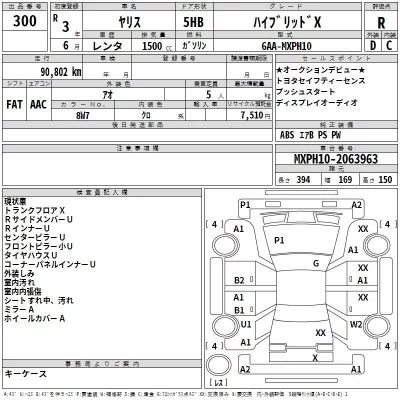 Toyota YARIS  с аукциона в Японии