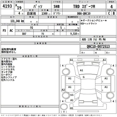 Toyota PASSO  с аукциона в Японии