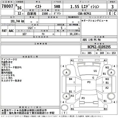 Toyota IST  с аукциона в Японии