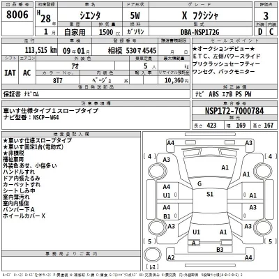 Toyota SIENTA  с аукциона в Японии