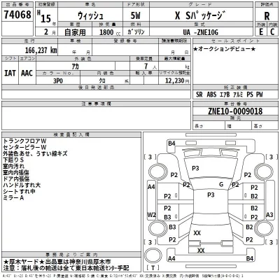 Toyota WISH  с аукциона в Японии