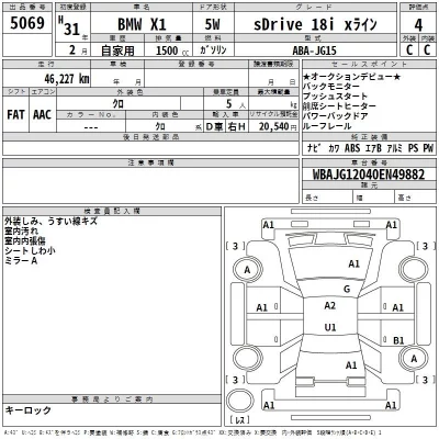 BMW X1  с аукциона в Японии