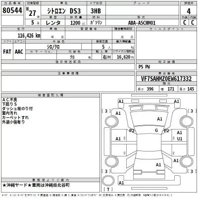 Citroen DS3  с аукциона в Японии
