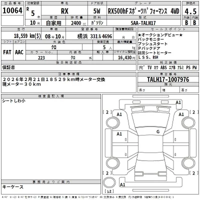 Lexus RX  с аукциона в Японии