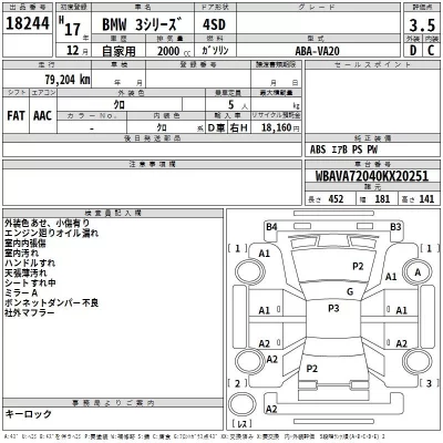 BMW 3-Series  с аукциона в Японии