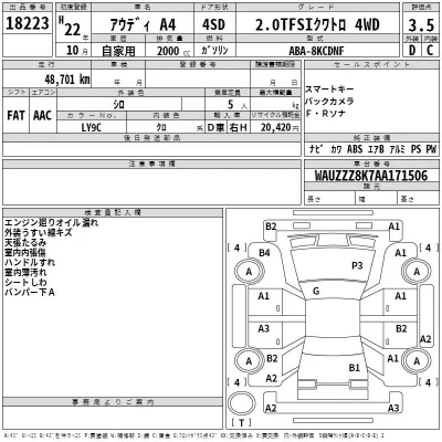 Audi A4  с аукциона в Японии