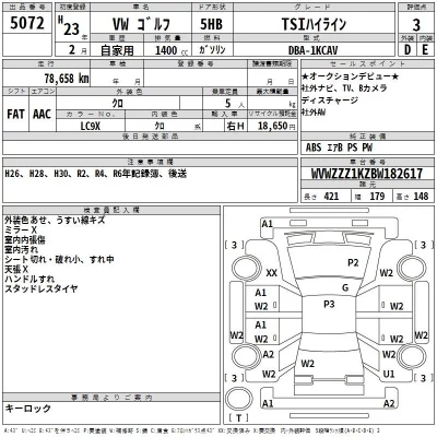 Volkswagen GOLF  с аукциона в Японии