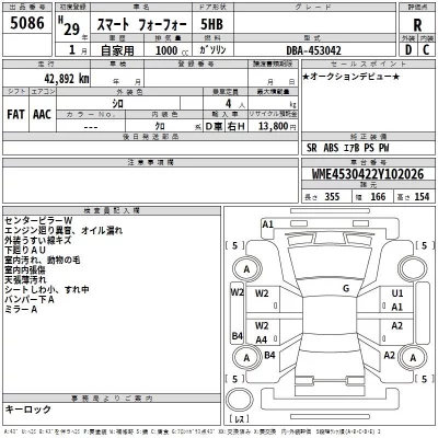 Smart FORFOUR  с аукциона в Японии