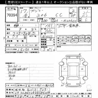Peugeot 206 лот № 70394 оценка 3.5  с аукциона в Японии 10