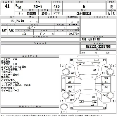 Toyota COROLLA  с аукциона в Японии
