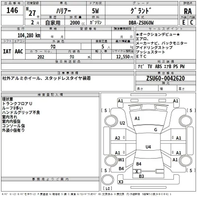 Toyota HARRIER  с аукциона в Японии