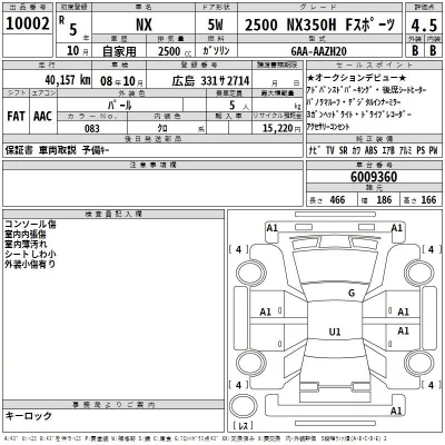 Lexus NX  с аукциона в Японии