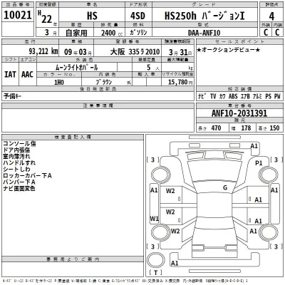 Lexus HS  с аукциона в Японии