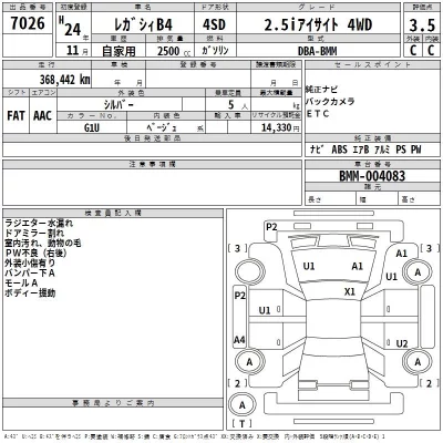 Subaru LEGACY B4  с аукциона в Японии