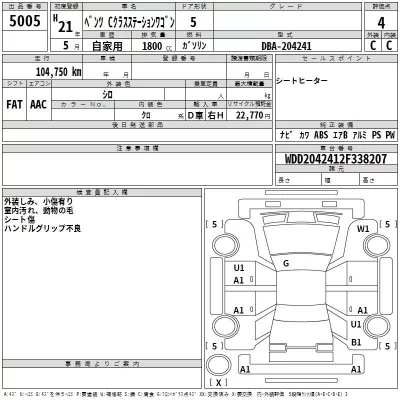 Mercedes-Benz C CLASS WAGON  с аукциона в Японии