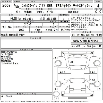 Volkswagen GOLF  с аукциона в Японии
