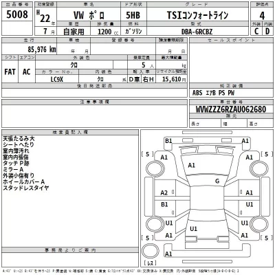 Volkswagen POLO  с аукциона в Японии