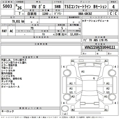 Volkswagen POLO  с аукциона в Японии