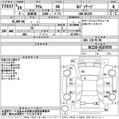 Toyota RAUM  с аукциона в Японии