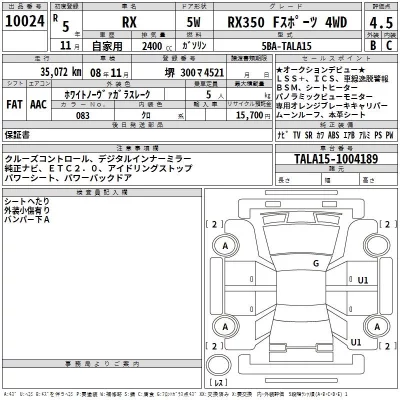 Lexus RX  с аукциона в Японии
