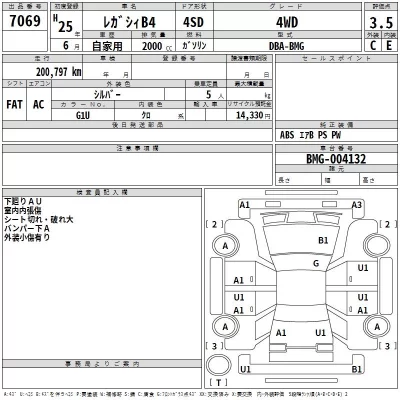 Subaru LEGACY B4  с аукциона в Японии
