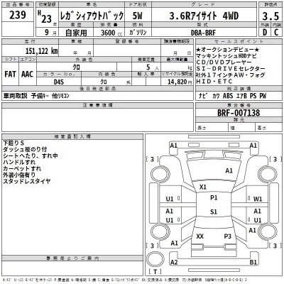 Subaru LEGACY OUTBACK  с аукциона в Японии