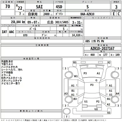 Toyota SAI  с аукциона в Японии
