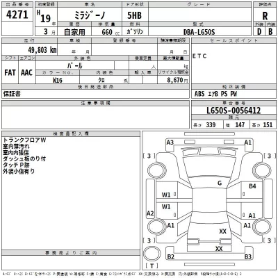 Daihatsu MIRA  с аукциона в Японии