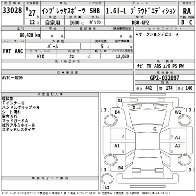 Subaru IMPREZA  с аукциона в Японии