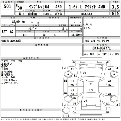 Subaru IMPREZA G4  с аукциона в Японии