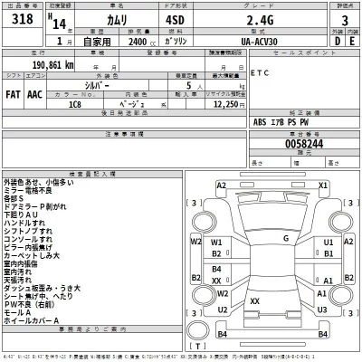 Toyota CAMRY  с аукциона в Японии