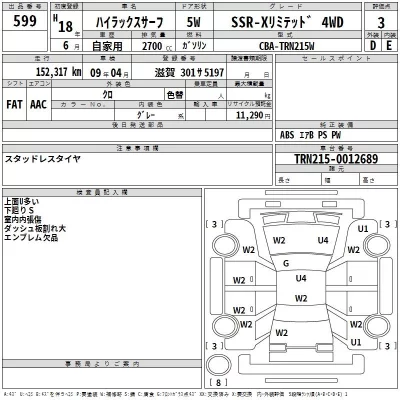 Toyota HILUX SURF  с аукциона в Японии