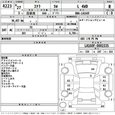 Subaru STELLA  с аукциона в Японии