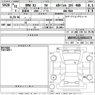 BMW X2  с аукциона в Японии