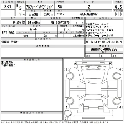 Toyota ALPHARD  с аукциона в Японии