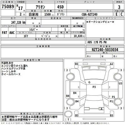 Toyota ALLION  с аукциона в Японии