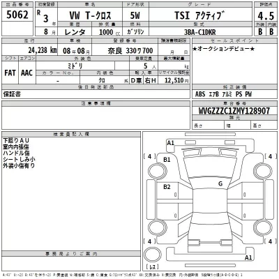 Volkswagen T-CROSS  с аукциона в Японии