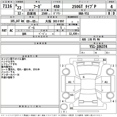 Nissan FUGA  с аукциона в Японии