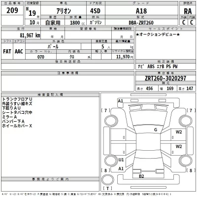 Toyota ALLION  с аукциона в Японии