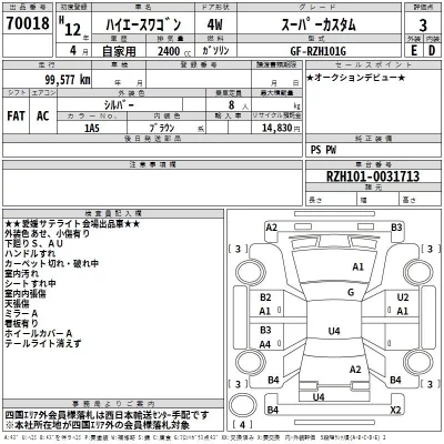 Toyota HIACE  с аукциона в Японии