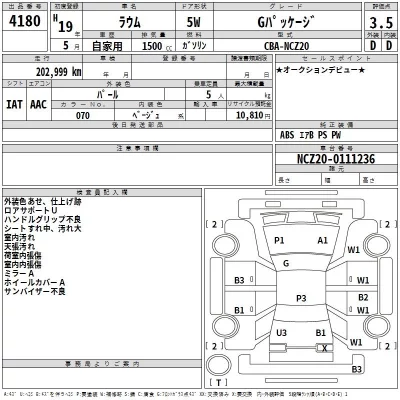 Toyota RAUM  с аукциона в Японии