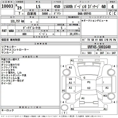 Lexus LS  с аукциона в Японии