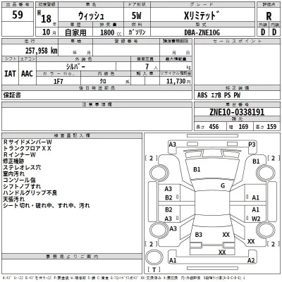 Toyota WISH  с аукциона в Японии
