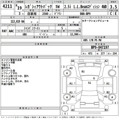 Subaru LEGACY OUTBACK  с аукциона в Японии