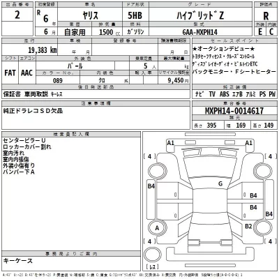 Toyota YARIS  с аукциона в Японии