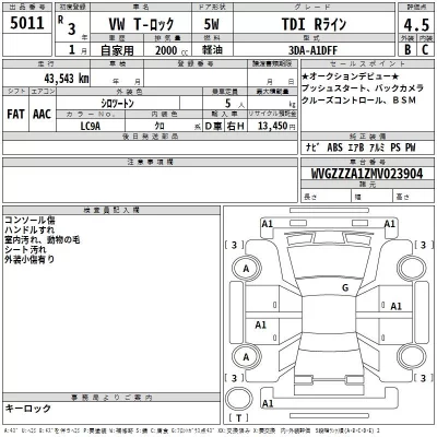 Volkswagen T-ROC  с аукциона в Японии